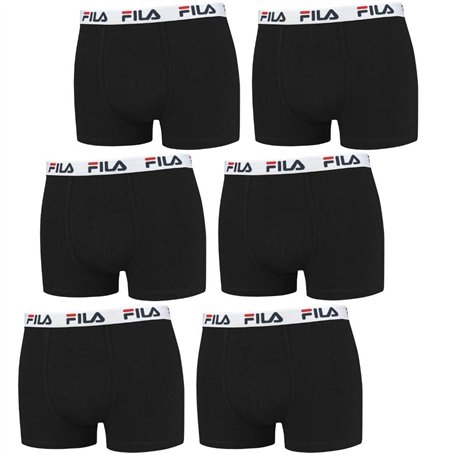 FILA Boxer 6 Pièces - Trunks avec Sportive Logo - Coton Stretch - Plusieurs Couleurs - Noir