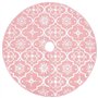 vidaXL Tapis de Sapin de Noël de Luxe avec Chaussette - Décoration de Noël - Rose - 90 cm