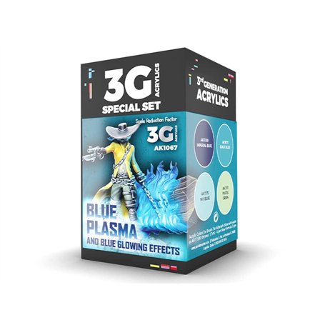 AK Acrylics 3Gen WARGAME SET AK1067 BLUE PLASMA AND GLOWING EFFECTS (4x17ml)