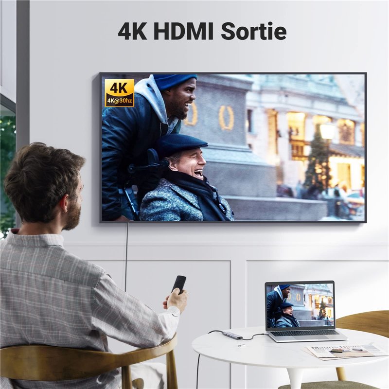 Image secondaire de UGREEN Revodok 105 Hub USB C HDMI 4K PD 100W Charge Multi Data Ports 5Gbps 5 en 1 Adaptateur USB C vers HDMI Compatible avec iPh