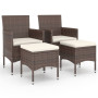 vidaXL Lot de 4 tabourets de jardin en polyrotin Marron