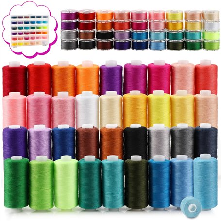 Royouzi Fil a Coudre Kit Couture 400 Yards de 36 Couleurs de Fil de Machine à Coudre et 36 Bobines de Fil Canette Bobine Fil Pou