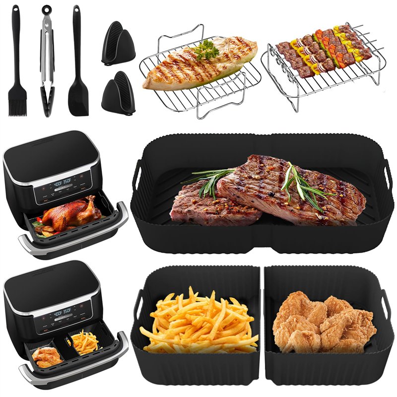 Silicone Moule Air Fryer pour Ninja Foodi Flex 10.4 L AF500EU, 14 Pièces Silicone Accessoires Air Fryer pour Friteuse, AF500EU A