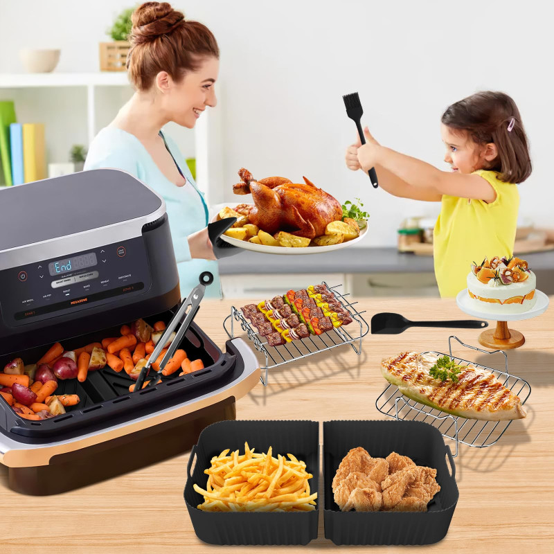 Image secondaire de Silicone Moule Air Fryer pour Ninja Foodi Flex 10.4 L AF500EU, 14 Pièces Silicone Accessoires Air Fryer pour Friteuse, AF500EU A