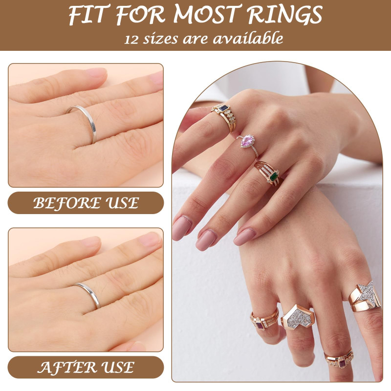 Image secondaire de 20 pièces Ajusteur de Taille de Bague Invisible pour Bagues Desserrées, Ajusteurs D'anneaux en Spirale, Tailles Adaptateur Bague
