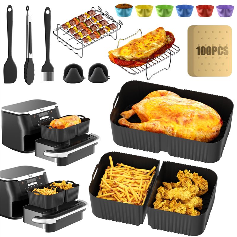 Moule Air Fryer, 20PCS Accessoire Air Fryer pour Ninja Air Fryer 10.4L AF500EU, Moule Silicone Air Fryer pour Ninja Foodi Flex 1