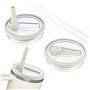 Stanley Cup Couvercle - Lot de 2 couvercles pour gobelets Stanley - anti-fuite et anti-poussière - avec 2 pailles - compatibles