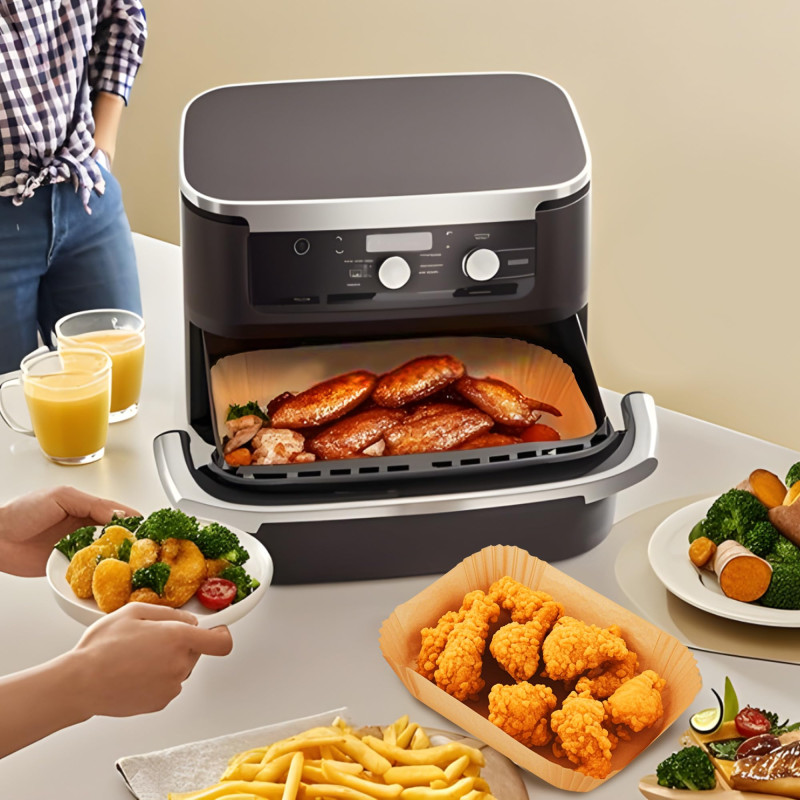 Image secondaire de 180PCS Papier cuisson air fryer pour friteuse à air pour Ninja Foodi Flex 10.4 L AF500EU,Résistant à la chaleur, à l'huile, Papi