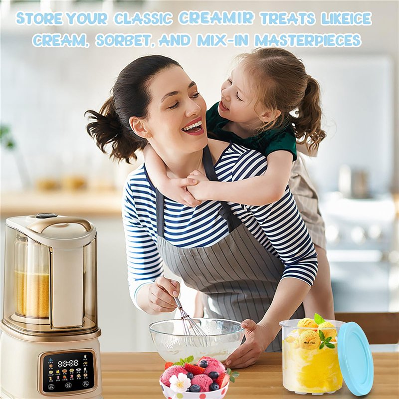 Image secondaire de Lot de 4 recharges de récipient à crème glacée pour accessoires de machine à glaçons Ninja Creami, adaptées à la série NC301 NC3