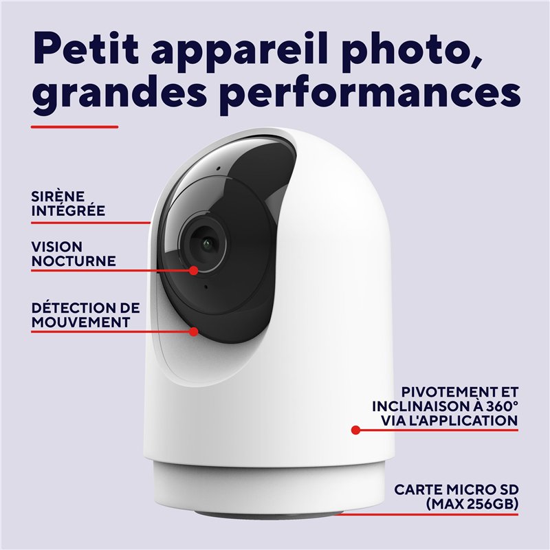 Image secondaire de Trust IPCAM-2700 Camera de Surveillance 360° Intérieure avec Vision Nocturne, Sirène et Microphone Intégrés, Détection Humaine,