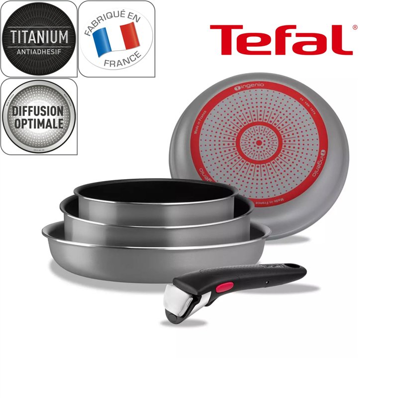 Image secondaire de Tefal Ingenio Easy Cook & Clean – Batterie de Cuisine 10 Pièces, Poignée Amovible, Revêtement Antiadhésif, Tous Feux (sauf Induction)