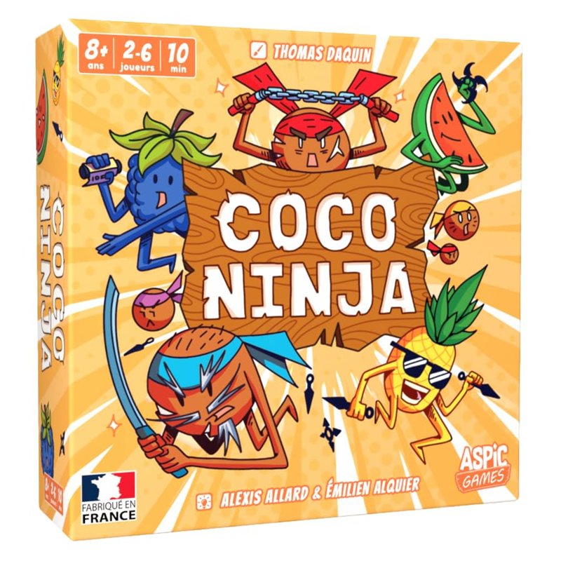 Aspic Games Coco Ninja, Jeu de Société d'Ambiance pour 2-6 Joueurs, 8+ Ans, 10 Minutes de Jeu, Rapidité, Réflexes, Observation F