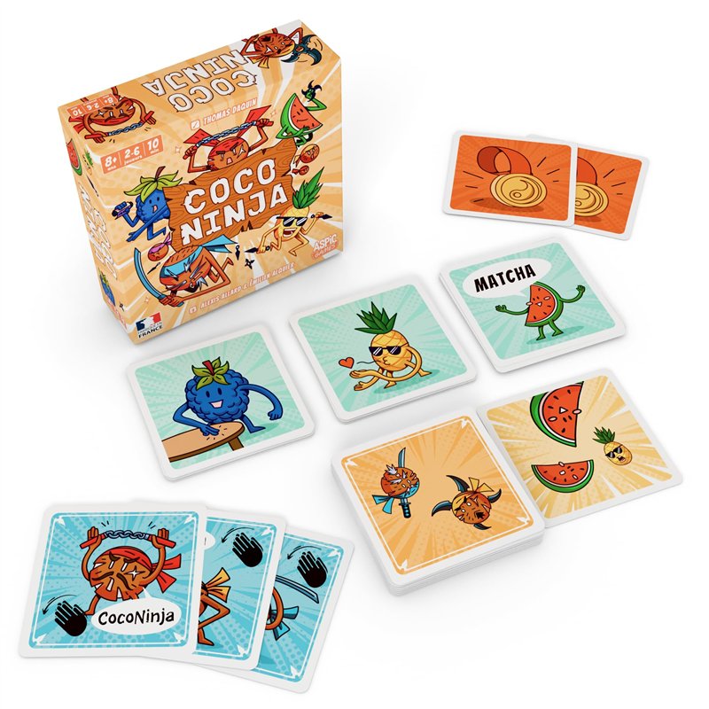 Image secondaire de Aspic Games Coco Ninja, Jeu de Société d'Ambiance pour 2-6 Joueurs, 8+ Ans, 10 Minutes de Jeu, Rapidité, Réflexes, Observation F