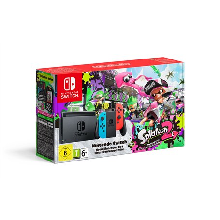 Console Nintendo Switch avec Joy-Con - rouge néon/bleu néon + Splatoon 2