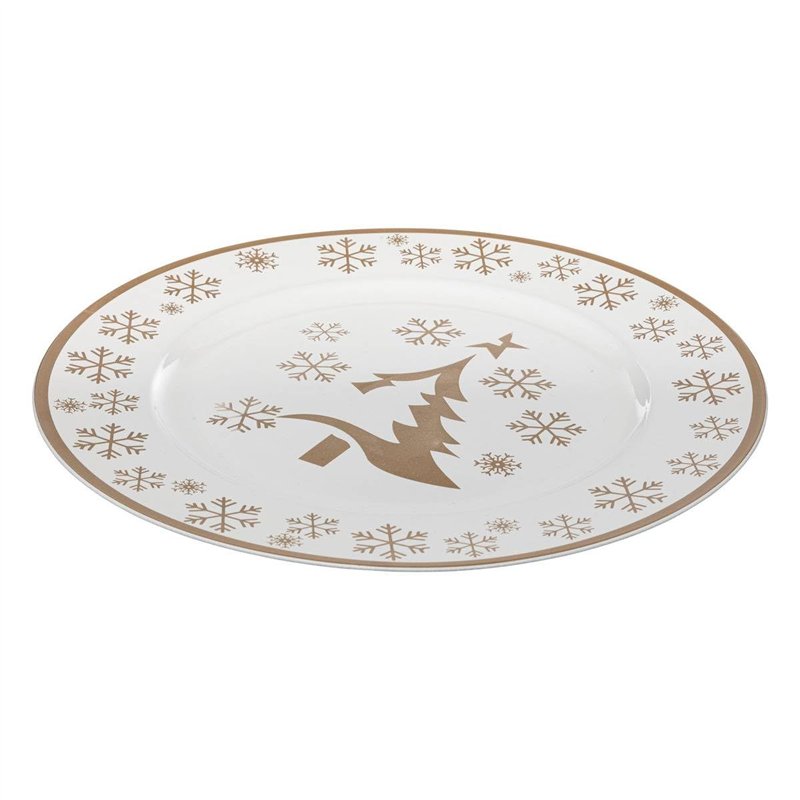 Image secondaire de FEERIC LIGHTS & CHRISTMAS - Assiette de présentation colorama de noël d33cm blanc et or