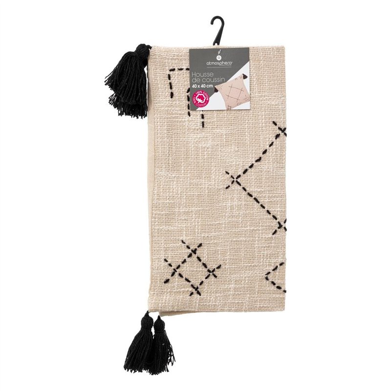 Image secondaire de Atmosphera - Housse de Coussin Atelier en Coton 40x40cm Beige