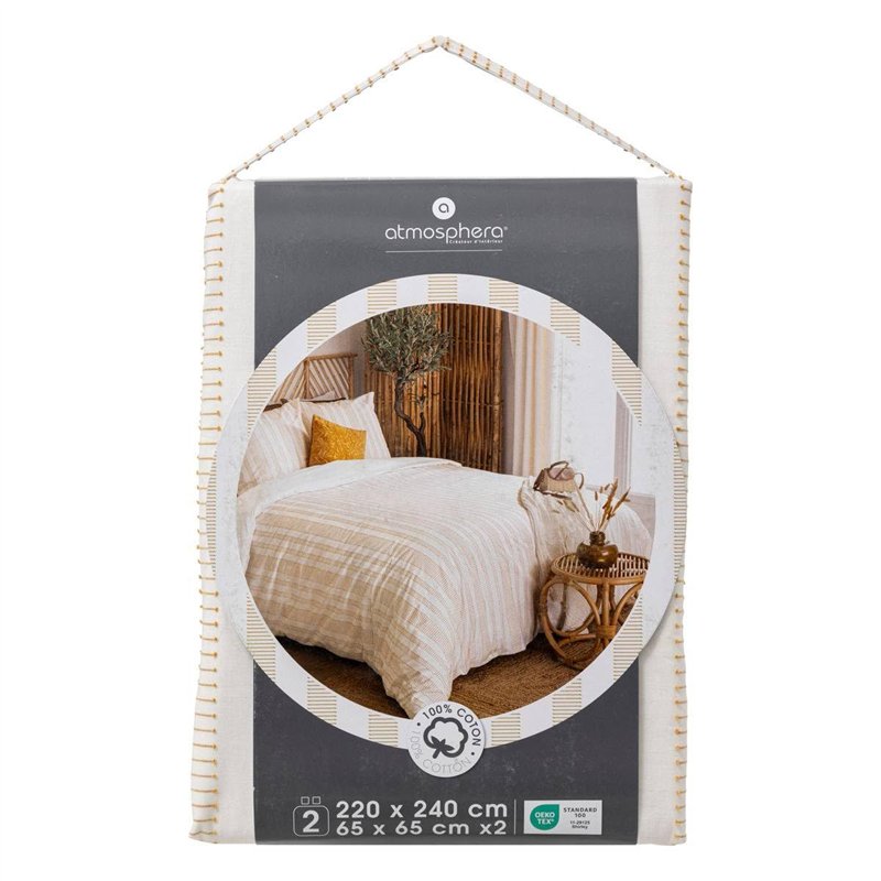 Image secondaire de Atmosphera - Parure de lit isao coton blanc jaune 240x220cm