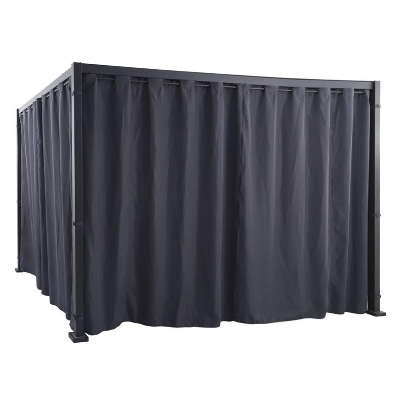 Hespéride - Kit de Rideaux et de Rails pour tonnelle Zalya Graphite Ardoise