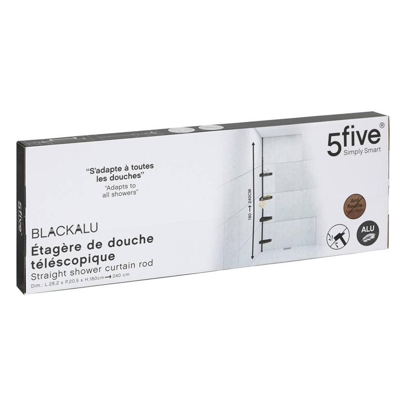 Image secondaire de 5 five simply smart 5five - étagère de Douche télescopique Rectangle Noir blackalu
