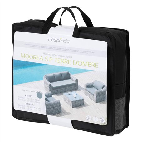 Hespéride - Housse de Coussin pour Salon de Jardin Mooréa Terre d'ombre 5 Places