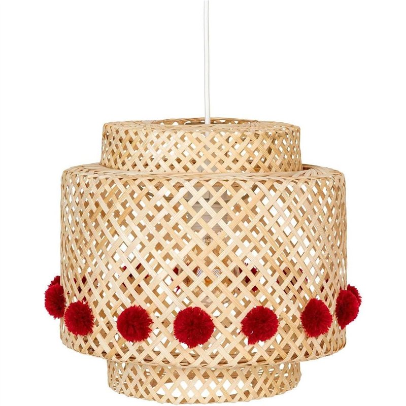 Atmosphera - Suspension enfant liby bambou pompons rouges d28cm