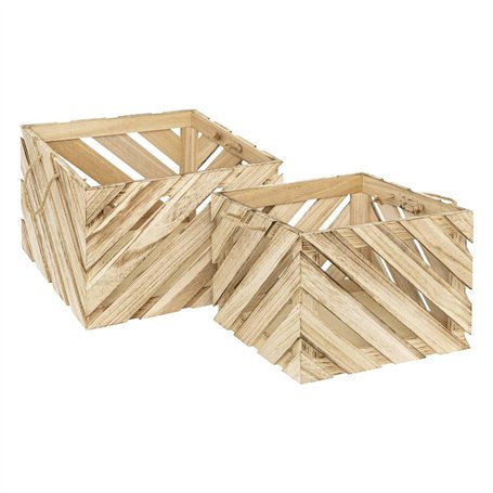 Atmosphera - Lot de 2 caisses sulei bois l30 37cm