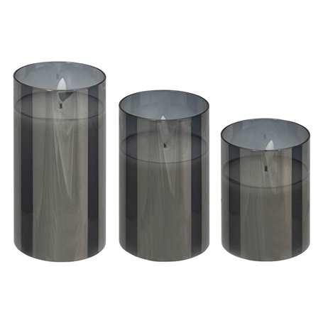 Atmosphera - Coffret 3 bougies led sena noir h10 12 15cm