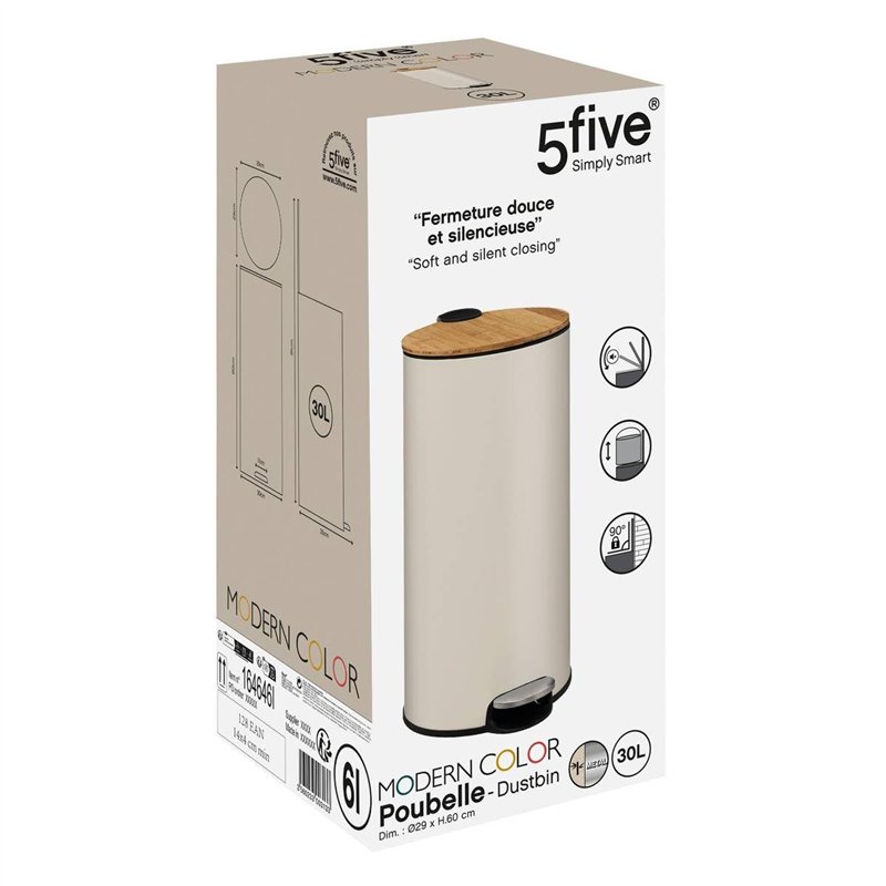 Image secondaire de 5five - Poubelle Couvercle Bambou 30l Modern Color Beige