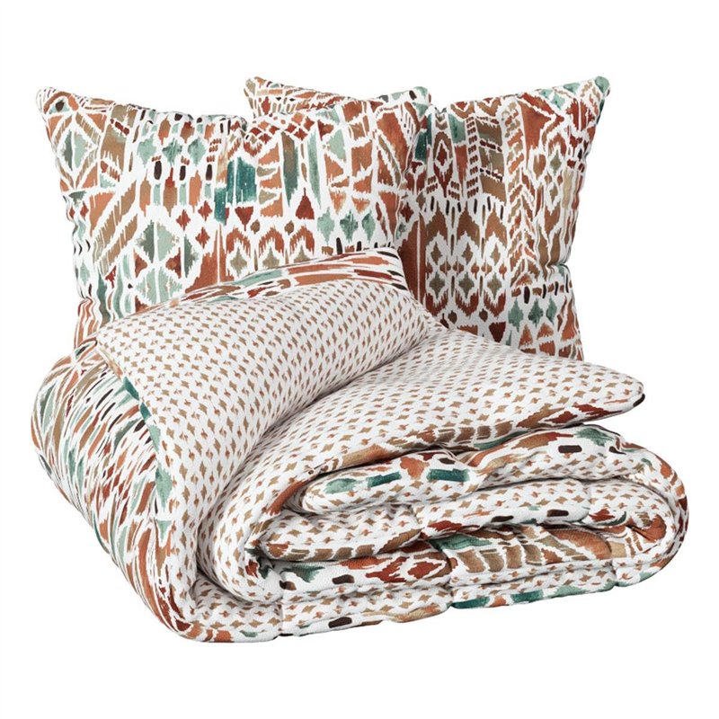 Atmosphera - Parure de lit imprimée Ikat 240x220cm