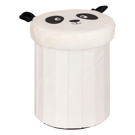 Atmosphera - Pouf-Coffre Enfant Panda Pliant Andy Noir et Blanc d30x36cm