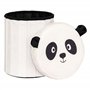 Atmosphera - Pouf-Coffre Enfant Panda Pliant Andy Noir et Blanc d30x36cm