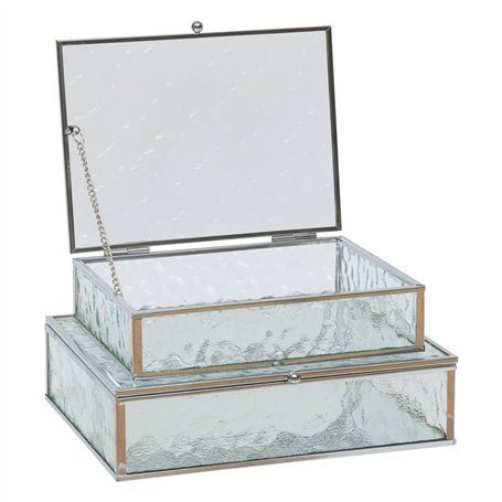 Atmosphera - 2 boîtes à bijoux ania métal et verre argenté 22x17cm