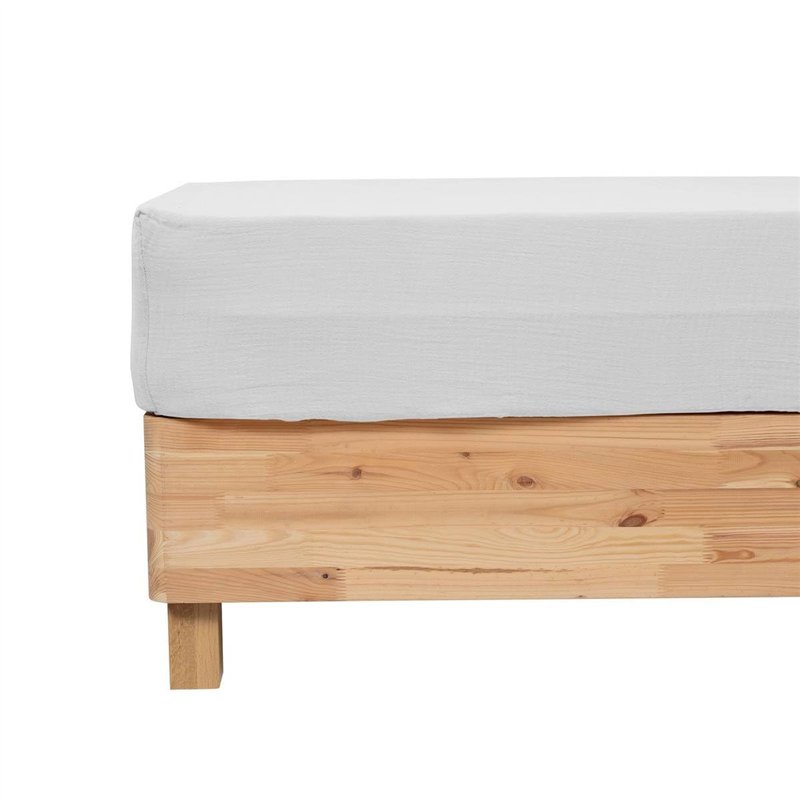 Atmosphera - Drap Housse Flora Gaze de Coton Blanc 140x190cm