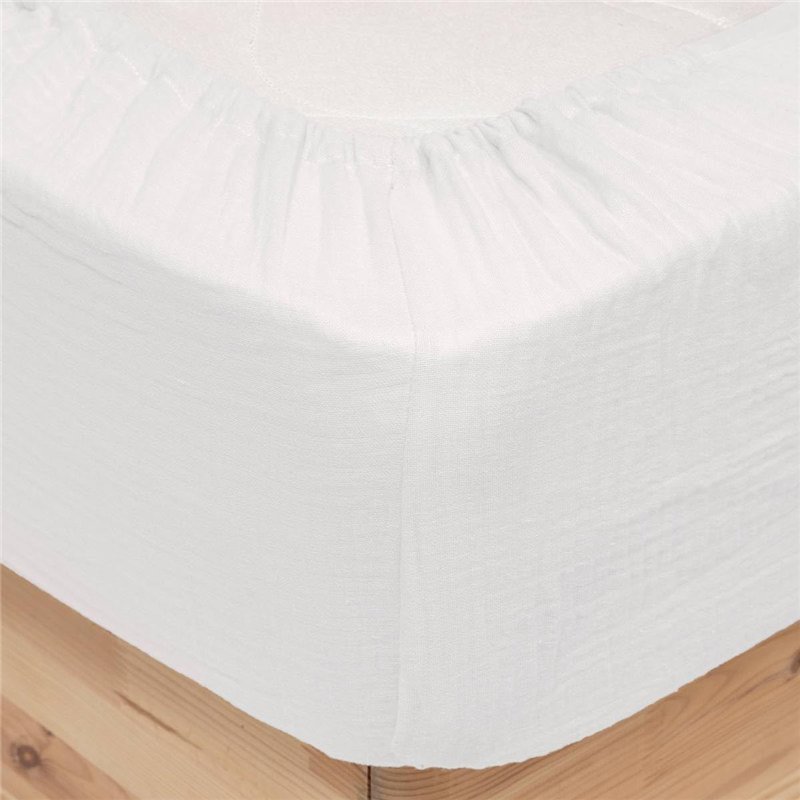 Image secondaire de Atmosphera - Drap Housse Flora Gaze de Coton Blanc 140x190cm