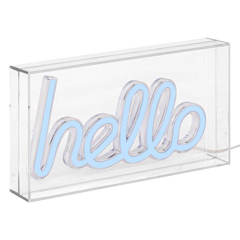 Atmosphera - Tube néon à poser led hello bleu l 23cm