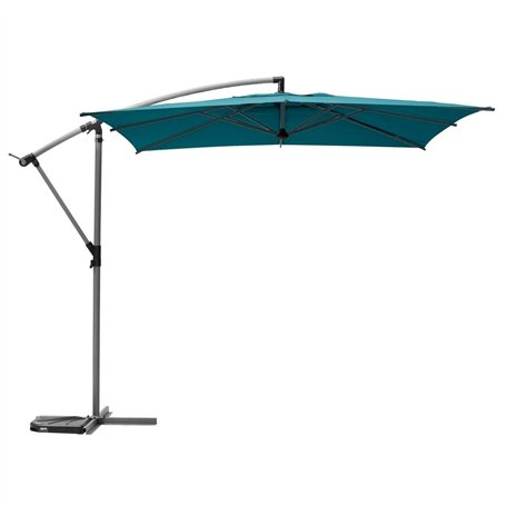 Hespéride - Parasol Déporté Carré Manoa Bleu Canard 2,5 x 2,5 m Anti-Rouille Rotation 360° Protection Soleil, Intempéries pour J