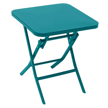 Hespéride - Table d'appoint de Jardin Carrée Greensboro Bleu Canard - 40 x 40 cm - Acier Traité Epoxy Antirouille