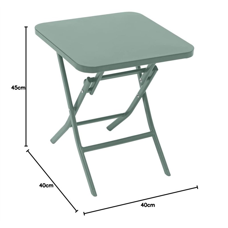 Image secondaire de Hespéride - Table d'appoint de Jardin Carrée Greensboro Vert Olive - 40 x 40 cm - Acier Traité Epoxy Antirouille