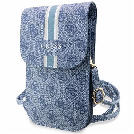 Guess Étui portefeuille en polyuréthane 4G avec rayures imprimées Bleu, bleu