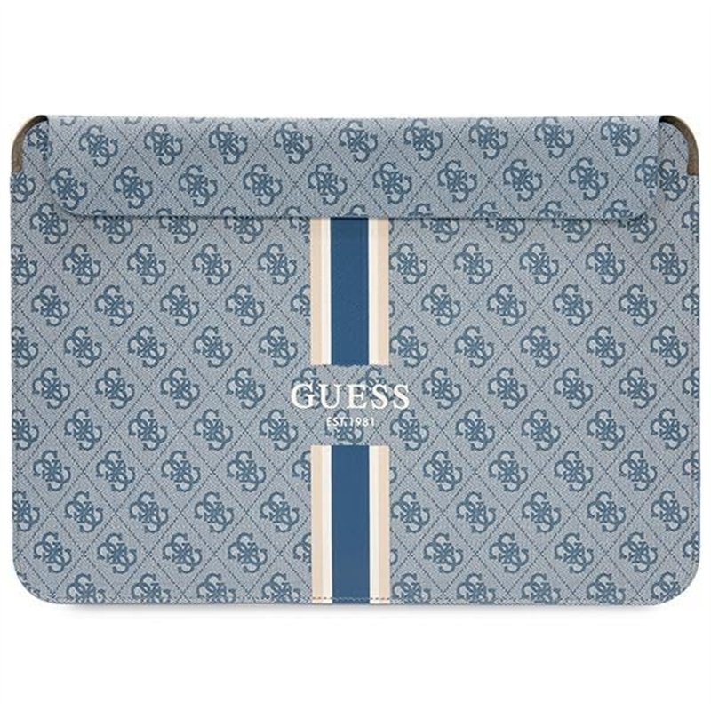 Guess Pochette pour ordinateur portable en PU 4G avec rayures imprimées Bleu, bleu