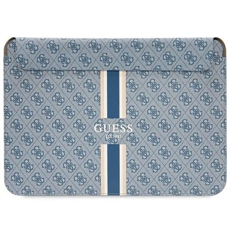 Guess Pochette pour ordinateur portable en PU 4G avec rayures imprimées Bleu, bleu