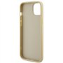 Guess GUHCP15SPS4DGPD Coque pour iPhone 15 6,1" Doré Rigide Cuir 4G Metal Logo Strass