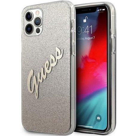 Guess Vintage Glitter Collection Coque GUHCP12LPCUGLSGO pour iPhone 12 Pro Max, Doré