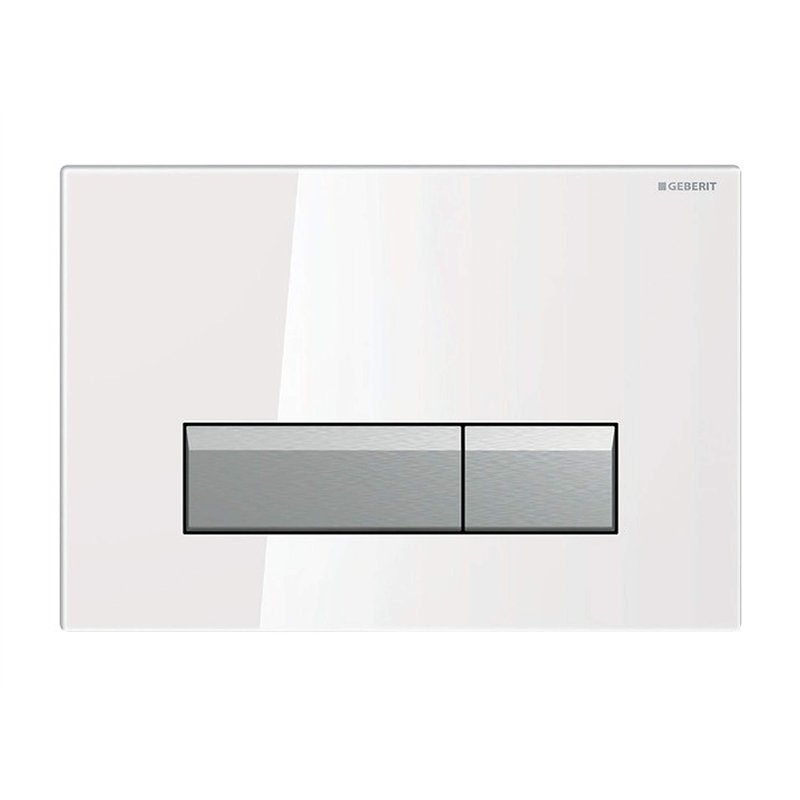 Geberit 8026514 Plaque de recouvrement Sigma 40 115.600.si.1 rinçage à 2 quantités, Blanc/Aluminium brossé