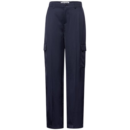 STREET ONE Droite en Satin-Coupe Décontractée, Bleu Foncé, 40W x 32L Femme