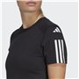 adidas Femme Train Essentials Train Cotton 3-Stripes Crop Tee, Black/White, S