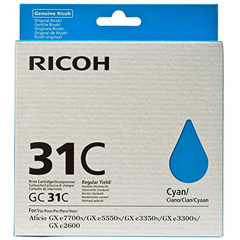 Image secondaire de Ricoh GC-31C Cartouche d'encre d'origine Cyan