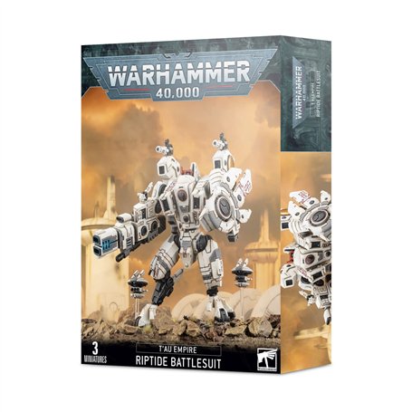 Warhammer+40k+-+Tau+XV104+Exo-Armure+Riptide, L, Blanc, Noir, Brun