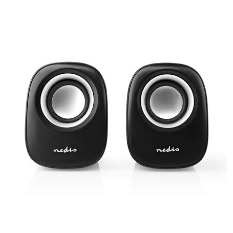 NEDIS Haut-Parleur PC 2 0, 12 W, Prise de 3,5 mm, Noir/argenté.