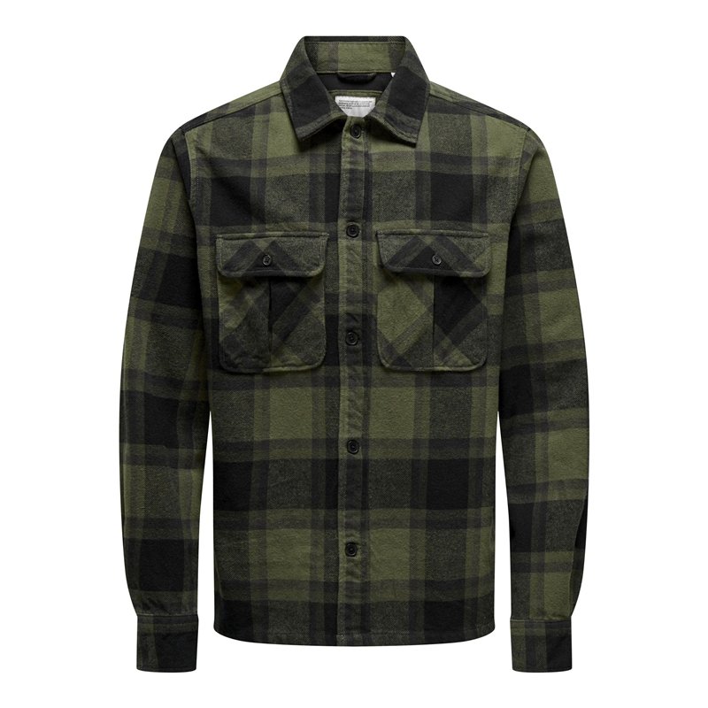 ONLY & SONS Onscedric Life Check Overshirt Noos Veste Chemise, Marron, XL Hommes
